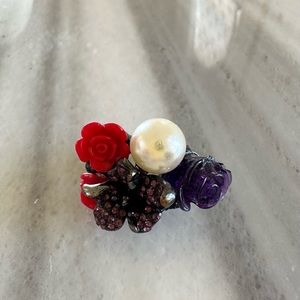 Vintage Flower Colorful Ring